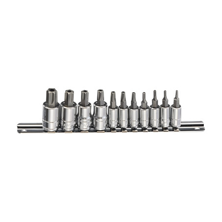 Genius BS-2311P torx safety bit set (11 pieces) T8 to T55 x 1/4" and 3/8" Dr.