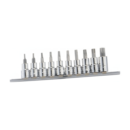 Genius BS-310TA torx safety bit set (10 pieces) T10 to T55 x 3/8" Dr.