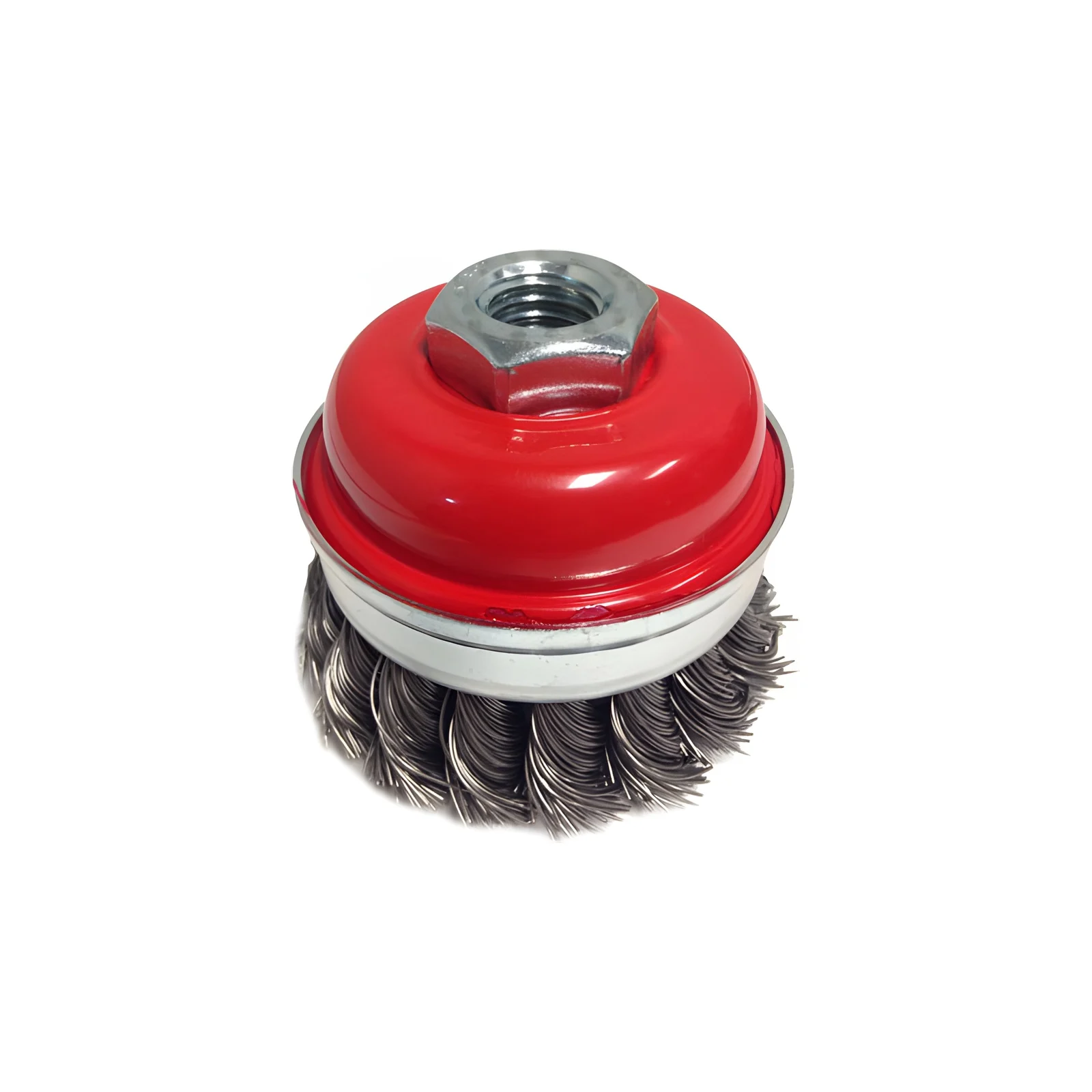 Felton C375 cup brush knotted wire with ring single row 3" x 3" x 5/8"-11 x 0.020" x 7/8"