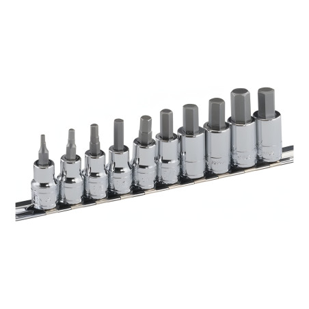 Genius BS-310HM MET hex bit socket set (10 pieces) 3mm to 12mm x 1/4" and 3/8" Dr.