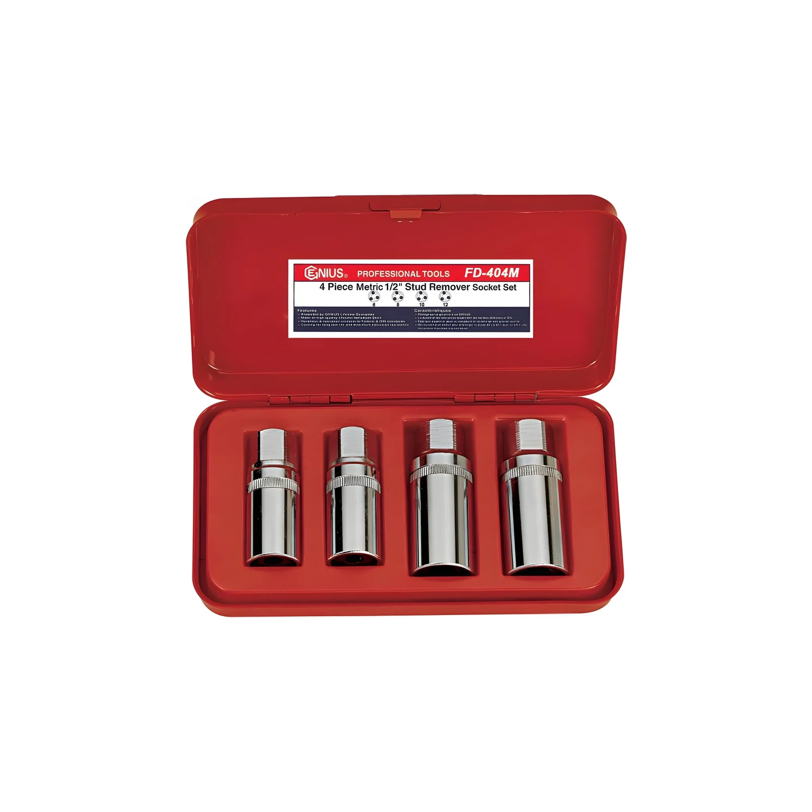 Genius FD-404M MET bolt extractor set 6, 8, 10, 12 mm x 1/2"