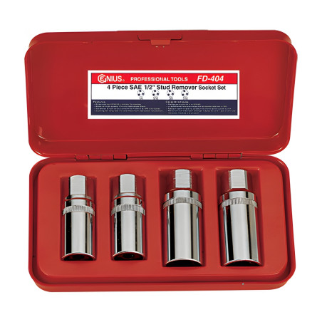 Ensemble d'extracteur de boulons SAE 1/2" x 1/4", 5/16", 3/8", 7/16" Genius FD-404M