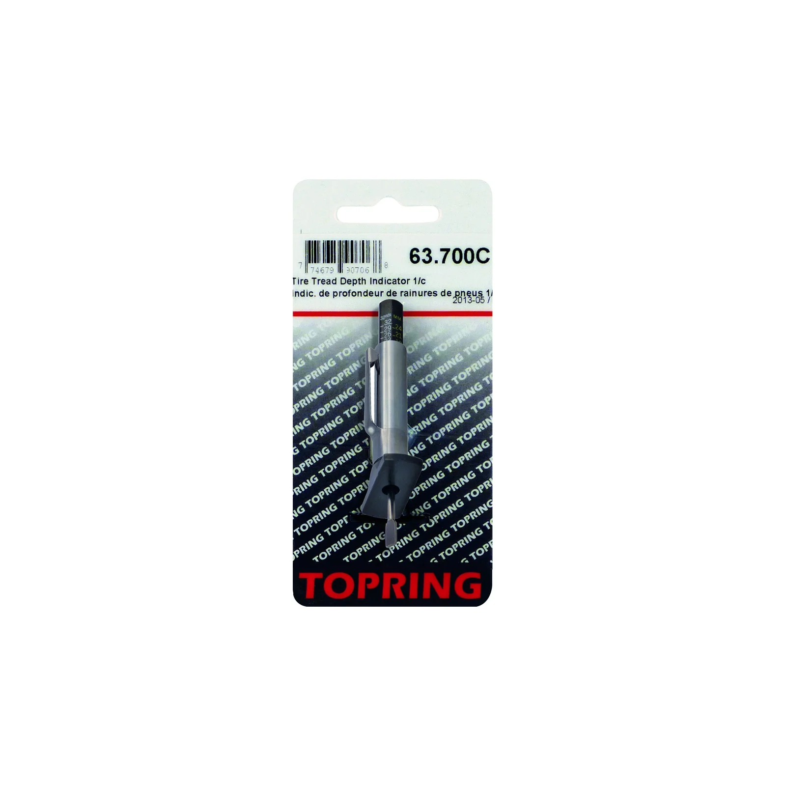 Indicateur de rainures de pneu calibré en 1/32" et en mm Topring 63-700C