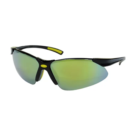 Lunette de sécurité monture noire, lentilles miroirs aux reflets verts doubles en polycarbonate moulées Ho Safety P620-BB