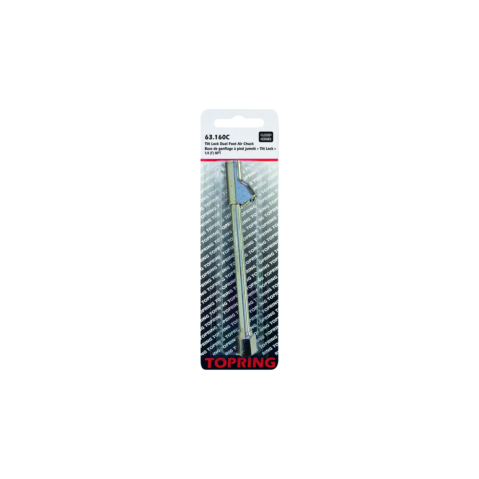 Topring 63-160C "Tilt lock" Closed dual foot air chuck 1/4 F NPT 15cm