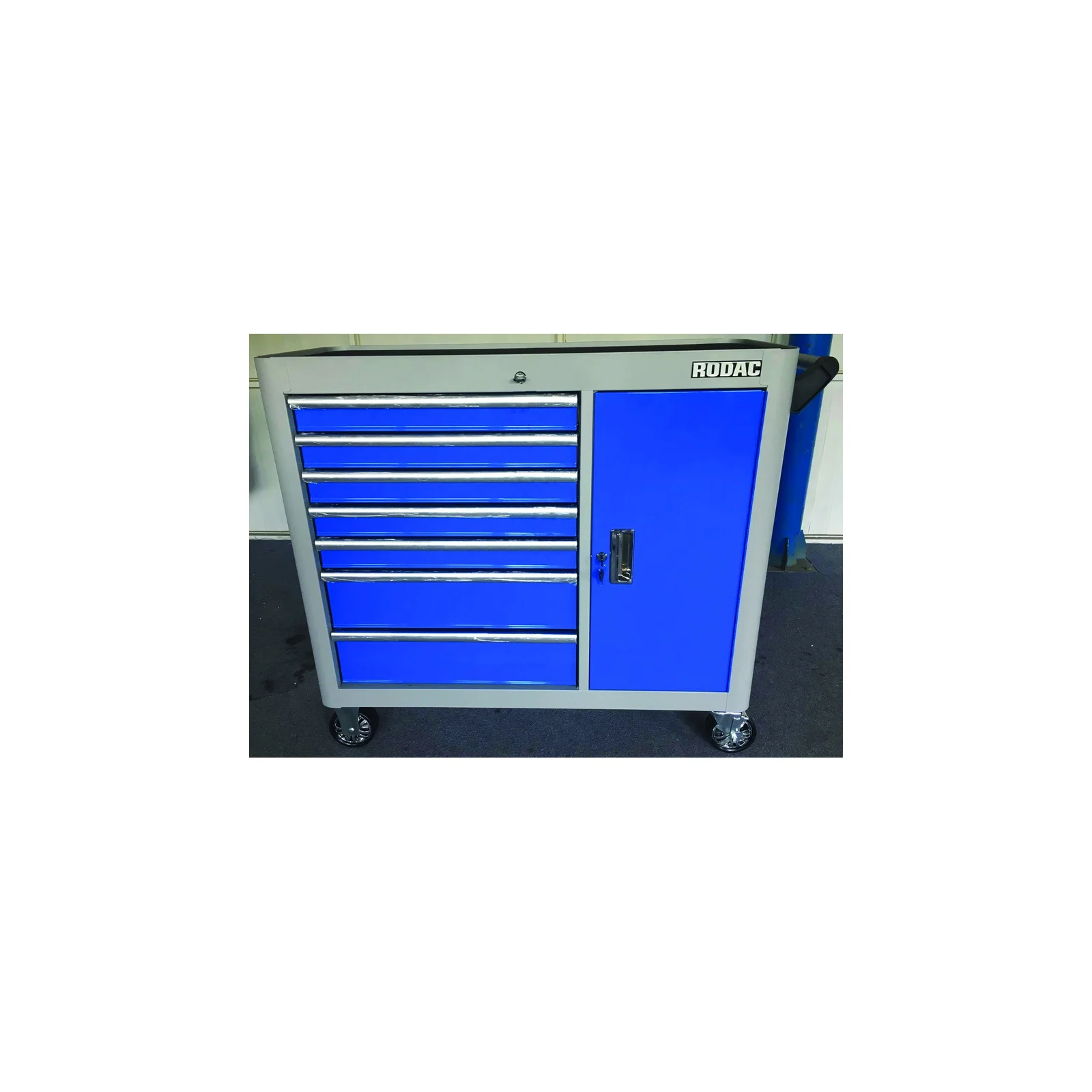 Rodac BTD-440071CDS-19 blue 7 drawer tool cabinet with ball bearing slides 44" x 18" x 33"
