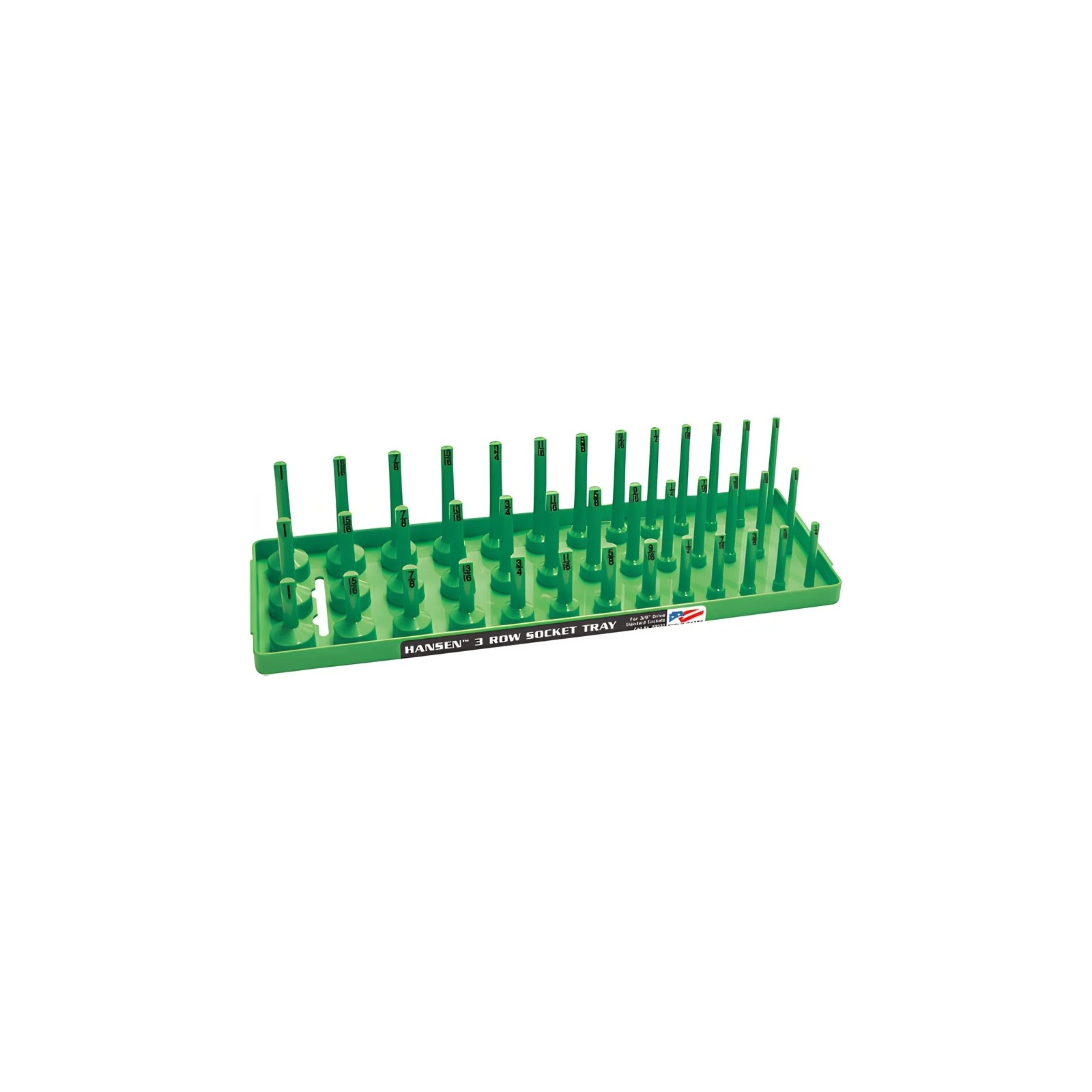 Plateau vert à trois rangées de douilles SAE 3/8" Hansen Global 38033