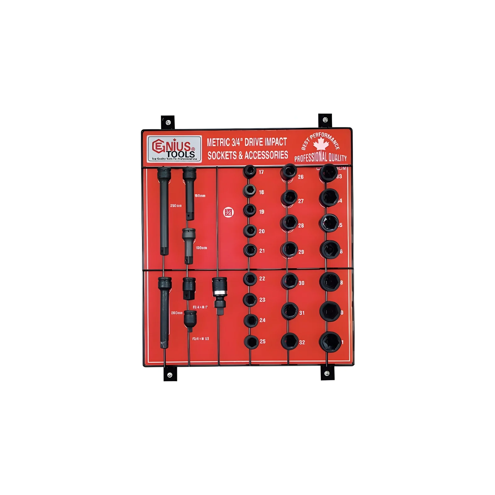 Genius CM-630ACM MET Impact Sockets and Accessories Display board (30 pieces) 3/4" Dr.