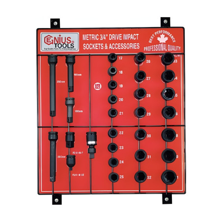 Genius CM-630ACM MET Impact Sockets and Accessories Display board (30 pieces) 3/4" Dr.