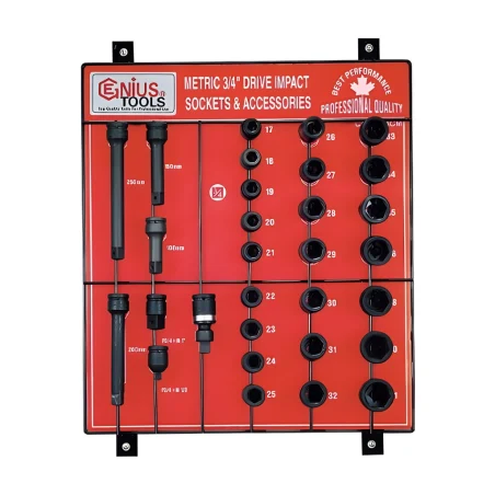 Genius CM-630ACM MET Impact Sockets and Accessories Display board (30 pieces) 3/4" Dr.