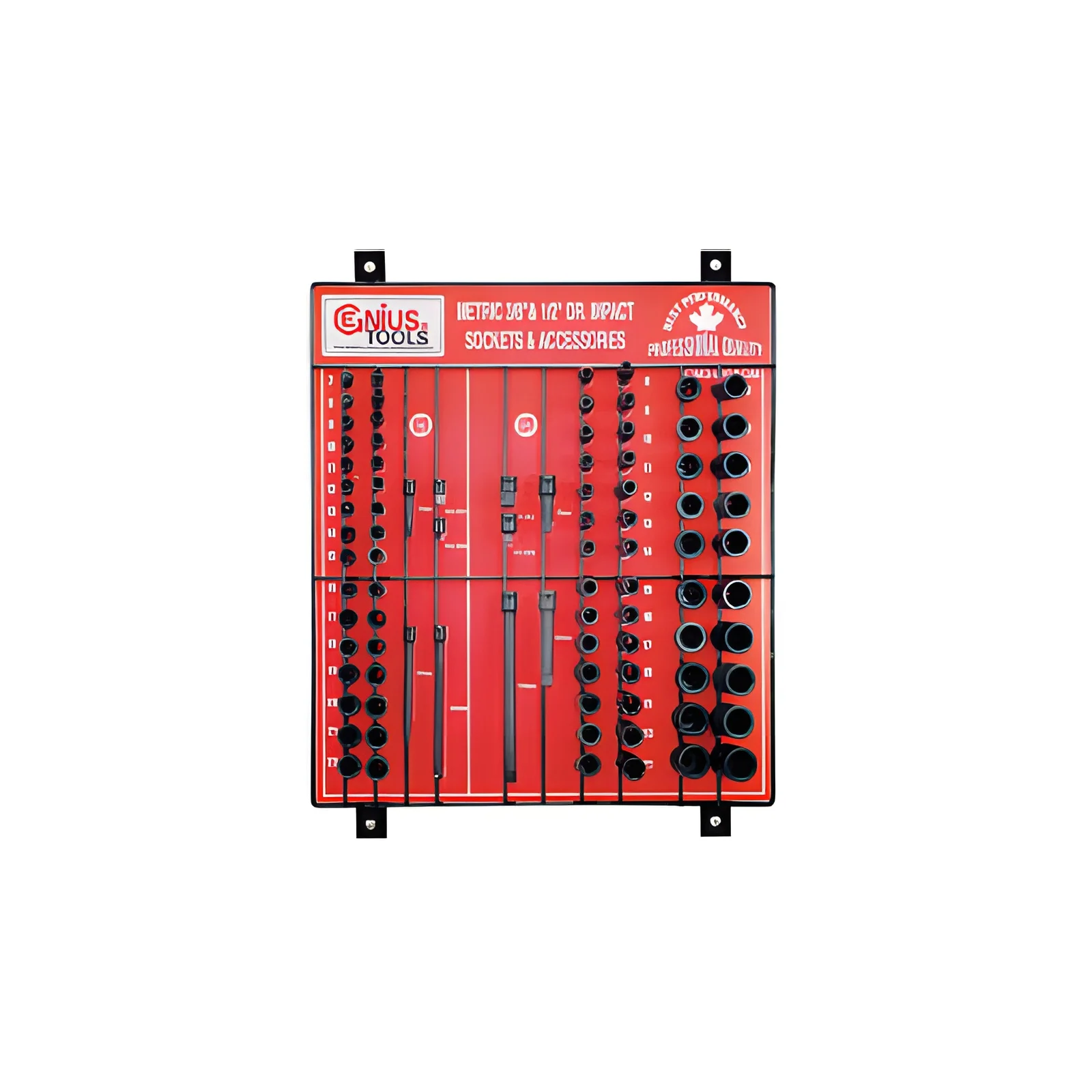 Genius CM-3490ACM MET Impact Socket and Accessory Display board (90 pieces) 3/8" and 1/2" Dr.