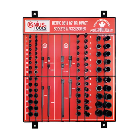 Genius CM-3490ACM MET Impact Socket and Accessory Display board (90 pieces) 3/8" and 1/2" Dr.