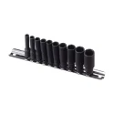 Genius TD-210S SAE Hex bit deep Impact Socket Set (10 pieces) 3/16" to 9/16" x 1/4" Dr.