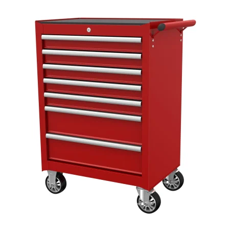Rodac Red tool chest on wheels, 7 lockable drawers, 27"