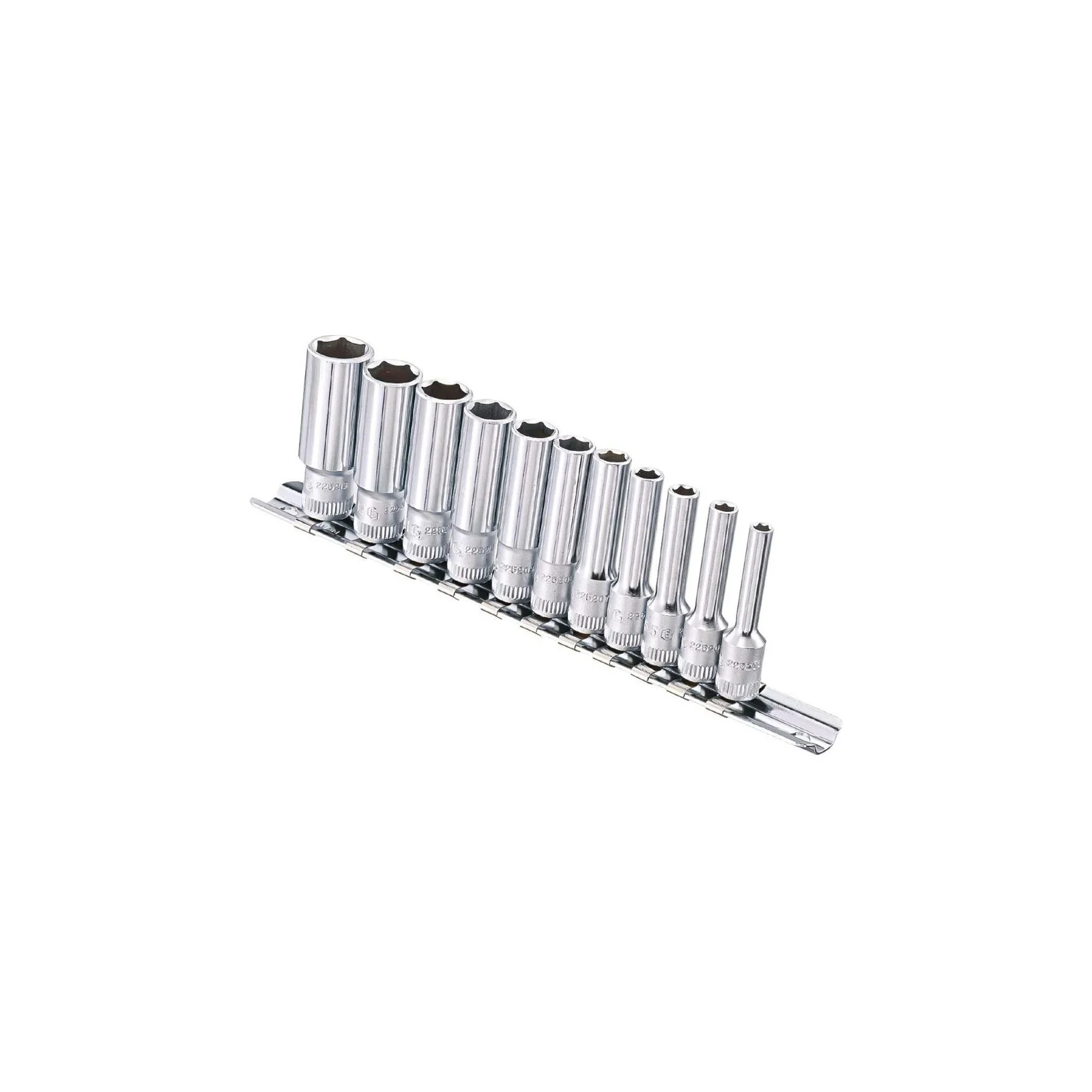 Genius GD-211M MET Deep Chrome Hex Socket Set (11 pieces) 4mm to 13mm x 1/4" Dr.
