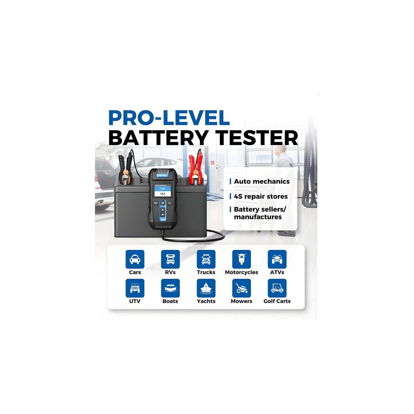 12 V Battery Analyzer with Printer TOPDON BT300P