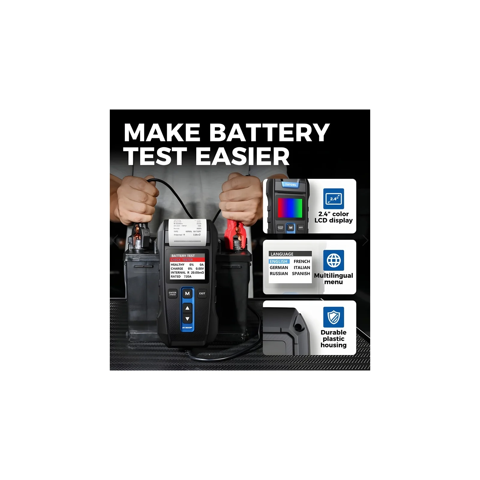 12 V Battery Analyzer with Printer TOPDON BT300P