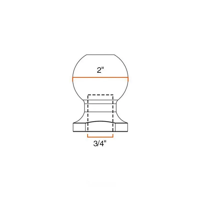 3500lb 1-7/8" x 3/4" x 1-3/4" Chrome Hitch Ball With Internal Bolt