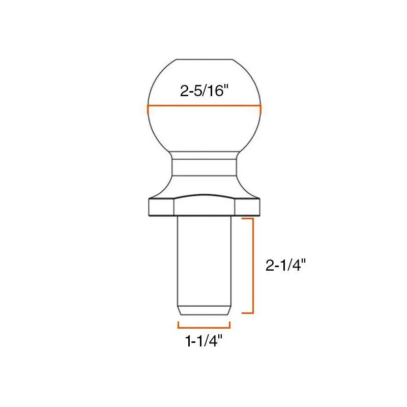 Boule De Remorquage Chrome 2-5/16" x 1-1/4" x 2-1/4" 14000lb