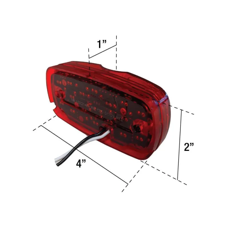 4" x 2-1/8" 16 LED Red Rectangular Trailer Position Light
