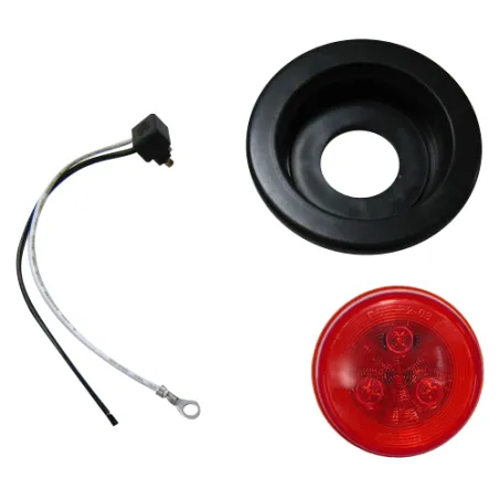 2" red LED light assembly with wire and rubber