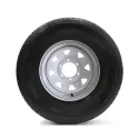Castle Rock 225/75R15 10 Ply Tire on White Rally Rim 6 Holes