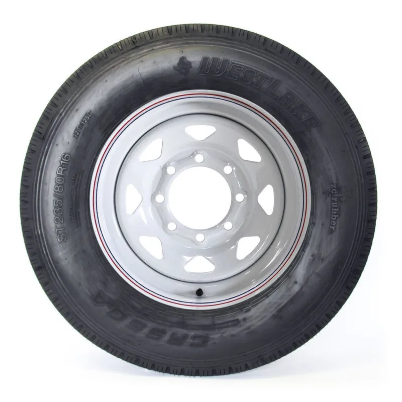 Pneu Radial Westlake 235/80R16 14 Plis sur Jante Rally Blanche 8 trous
