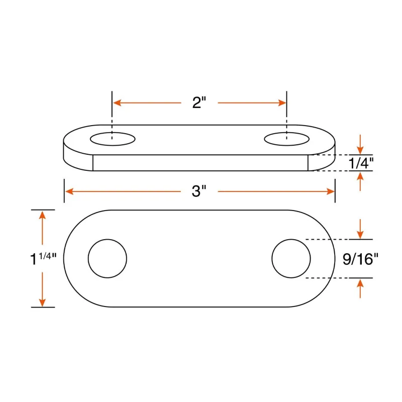 Shackle link 9/16" x 2'' x 1/4"