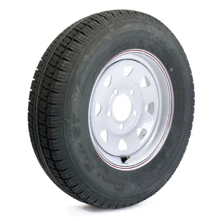Pneu Radial CASTLE ROCK 175/80R13 6 Plis sur Jante Rally blanche 5 trous