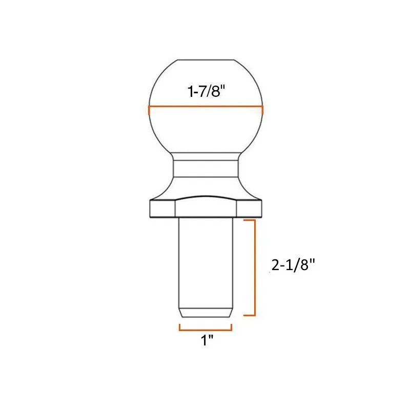 Boule De Remorquage Chrome 1-7/8" x 1" x 2-1/8" 2000lb