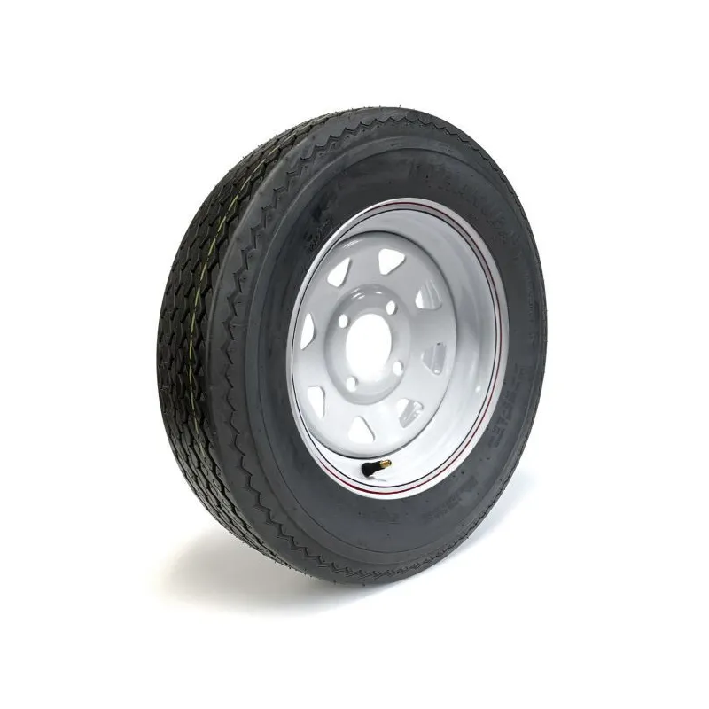 HAKUBA 5.30-12 6 Ply Tire on White Rally Rim with 4 Holes