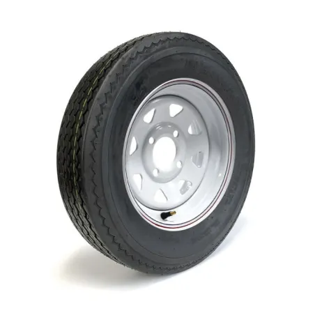 HAKUBA 5.30-12 6 Ply Tire on White Rally Rim with 4 Holes