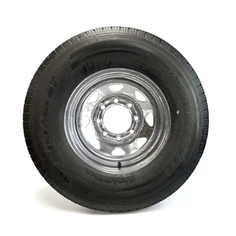Pneu Radial Castle Rock 235/85R16 12 Plis sur Jante Rally Galvanisée 8 trous