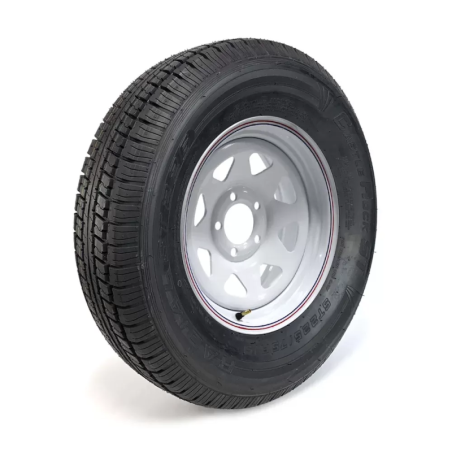 Pneu Radial CASTLE ROCK 225/75R15 8 Plis sur Jante Rally Blanche 5 trous