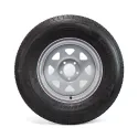 Castle Rock 225/75R15 8 Ply Tire on White Rally Rim 5 Holes