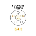 Complete 5 studs (5/4.5) 2000lb 6-1/2" hub kit for 1" spindle and 13" to 15" wheel