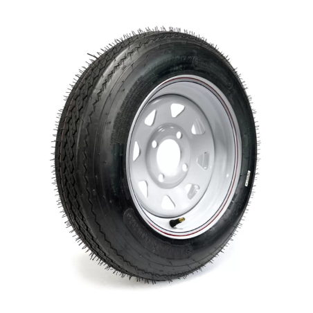 HAKUBA 4.80-12 6 Ply Tire on White Rally Rim with 4 Holes