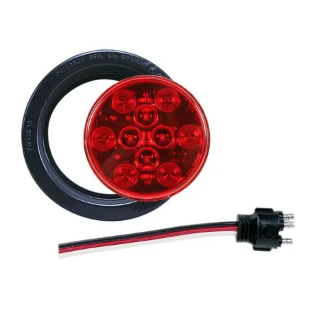 Lumière ronde 4-1/4" rouge 10 DEL avec joint caoutchouc et fil