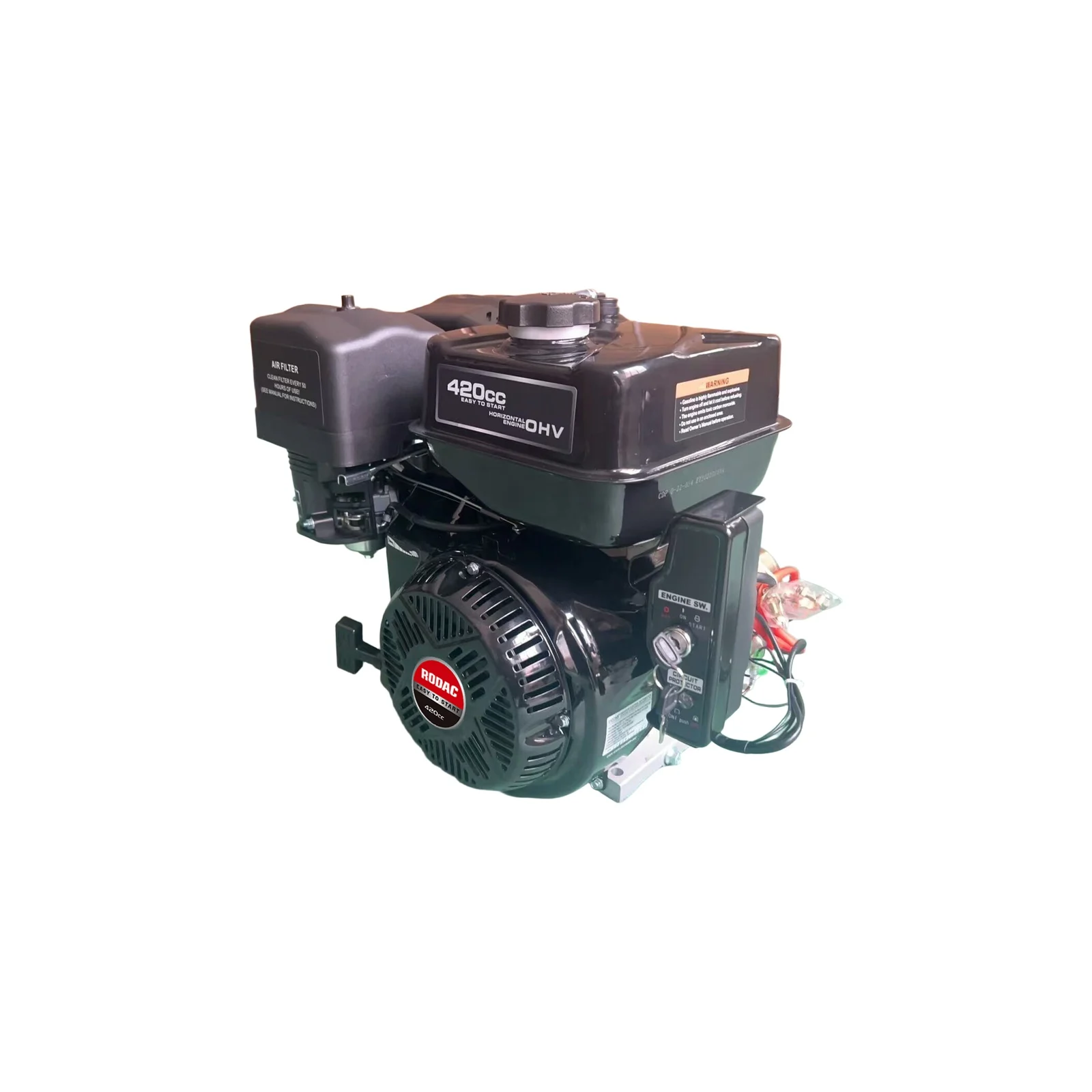 13 HP Gas Engine Horizontal Shaft Rodac RDDH420N
