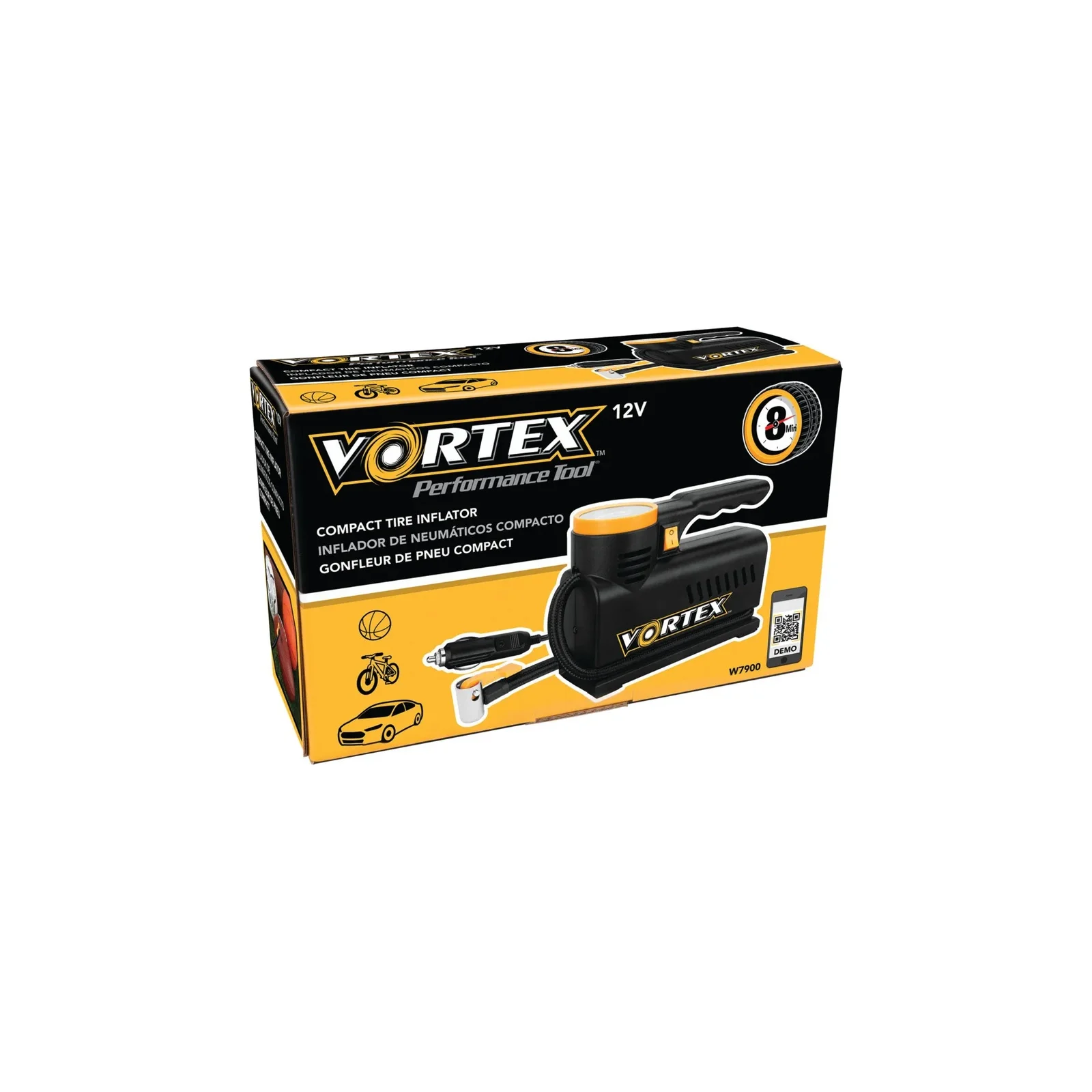 Compact 12V Tire Inflator with LED Light