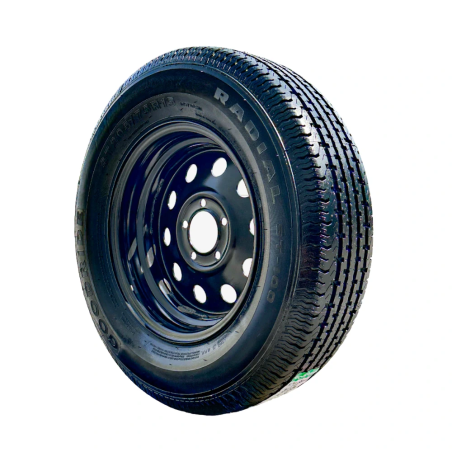 Pneu Radial  205/75R15 6 Plis sur Jante Modulaire noire 5 trous