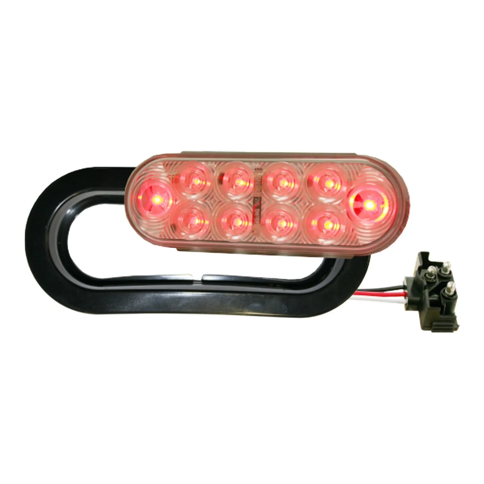 Ensemble lumière de position DEL scellée ovale 6-1/2" x 2-1/4" lentille claire DEL rouge 10 diodes 3 fils