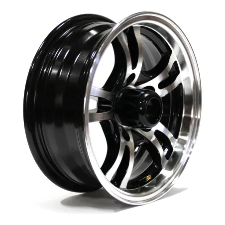 14" x 5-1/2" 5 Holes Black Jaguar Aluminum Trailer Rim with Cap (5/4.5)