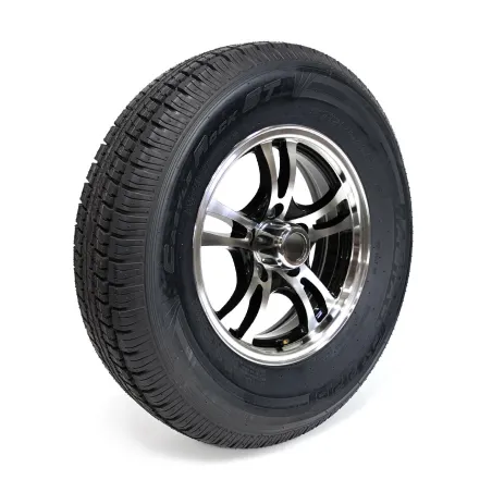 Castle Rock Radial 225/75R15 10 Ply Tire on 5 holes Black Jaguar Alloy Rim
