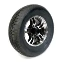 Castle Rock Radial 205/75R14 8 Ply Tire on 5 holes Black Jaguar Alloy Rim