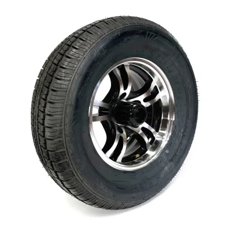 Castle Rock Radial 205/75R14 8 Ply Tire on 5 holes Black Jaguar Alloy Rim