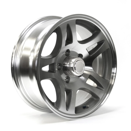 15" x 6" 5 Holes S5 Aluminum Trailer Rim with Cap (5/4.5)