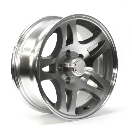 15" x 6" 5 Holes S5 Aluminum Trailer Rim with Cap (5/4.5)