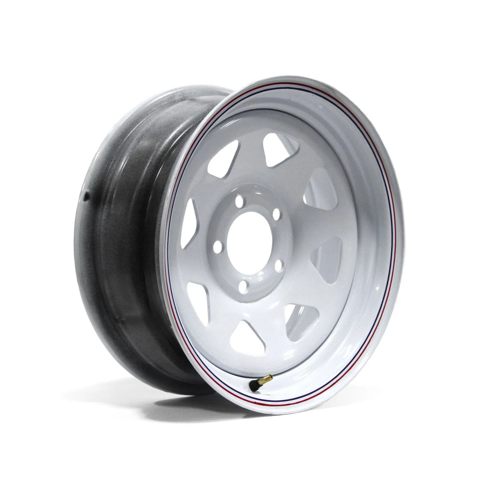 White (5/4.5) 5 Holes 15" x 6" Rally Trailer Rim
