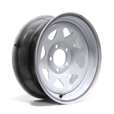 White (5/4.5) 5 Holes 15" x 6" Rally Trailer Rim